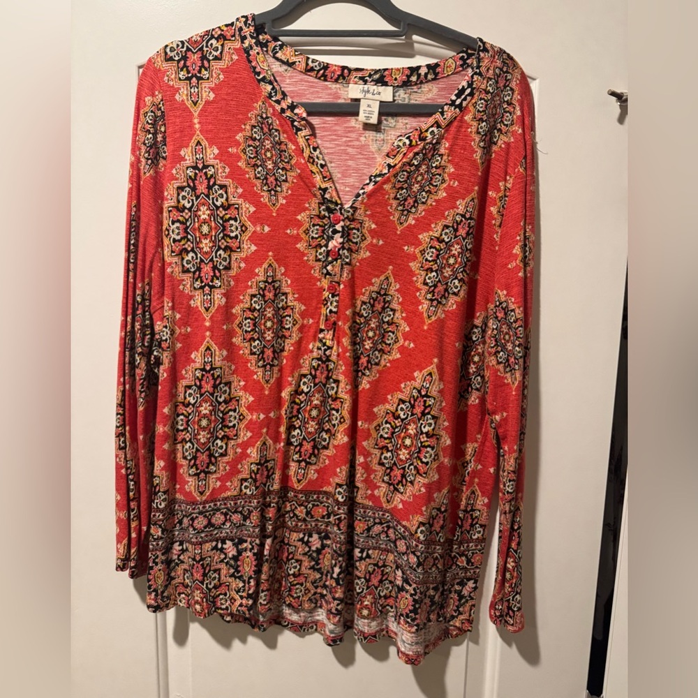 Red Patterned Women's Top